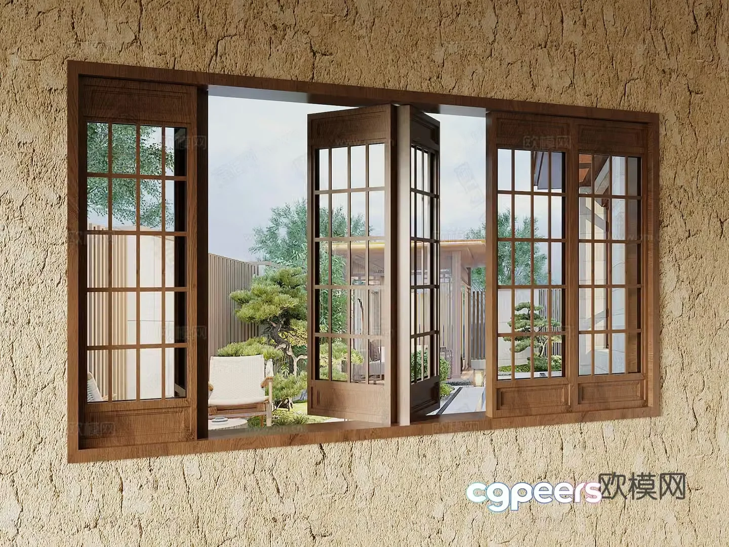 15 windows Wasabi windows open windows solid wood windows 3D model