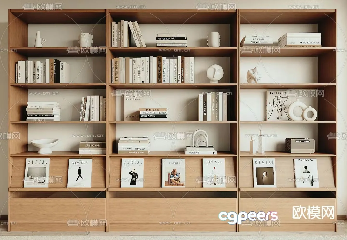 Modern bookshelf 3d model