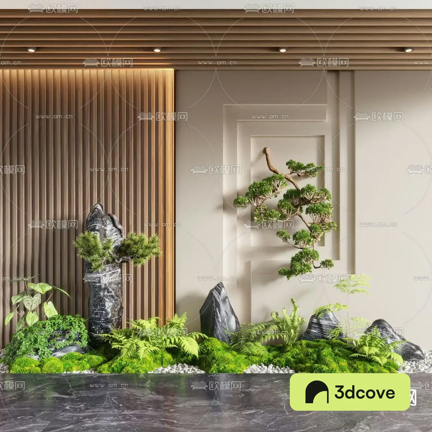 Modern rockery landscape sketch