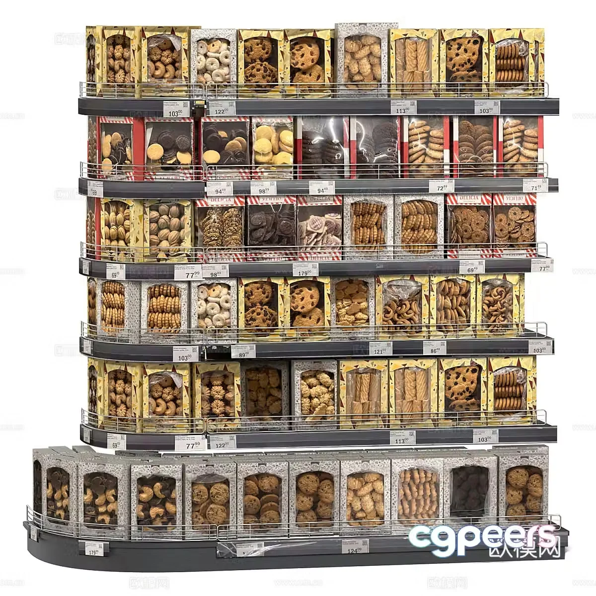 Supermarket shelves Store shelves Store shelves Exhibition shelves Food shelves Food shelves Food exhibition 3d model