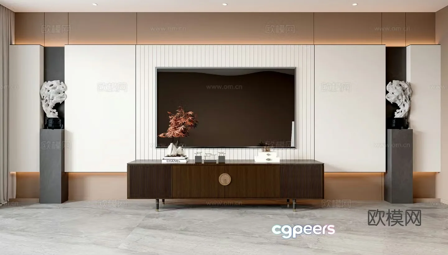 New Chinese TV background wall 3D model