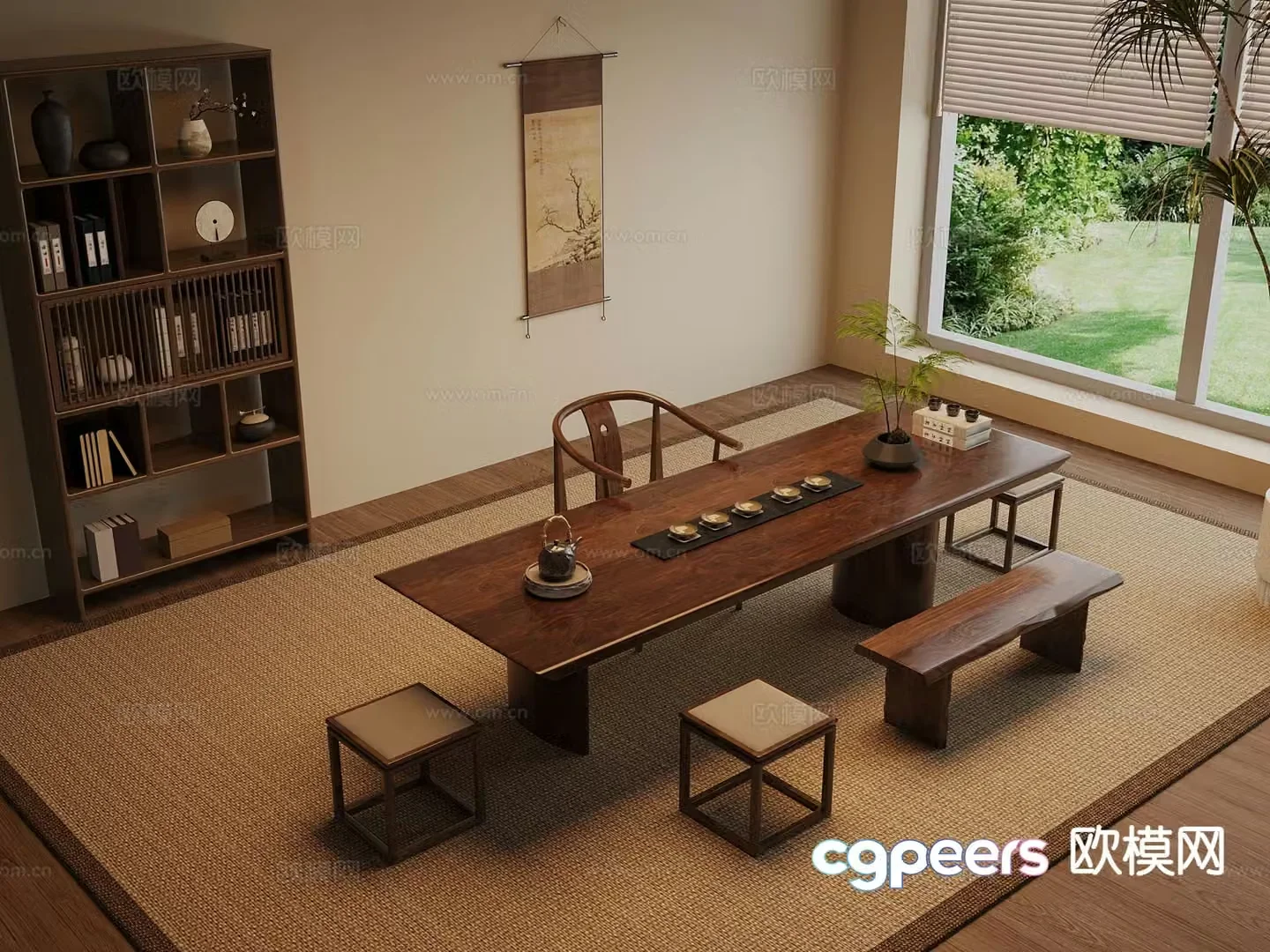 New Chinese style tea table tea table 3d model