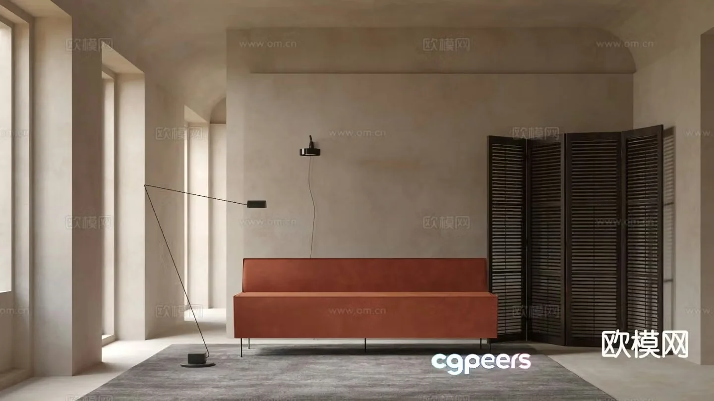 GUBI modern multi-person sofa 3d model