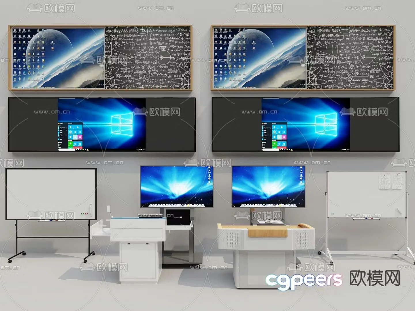 blackboard lectern whiteboard smart screen 3d model