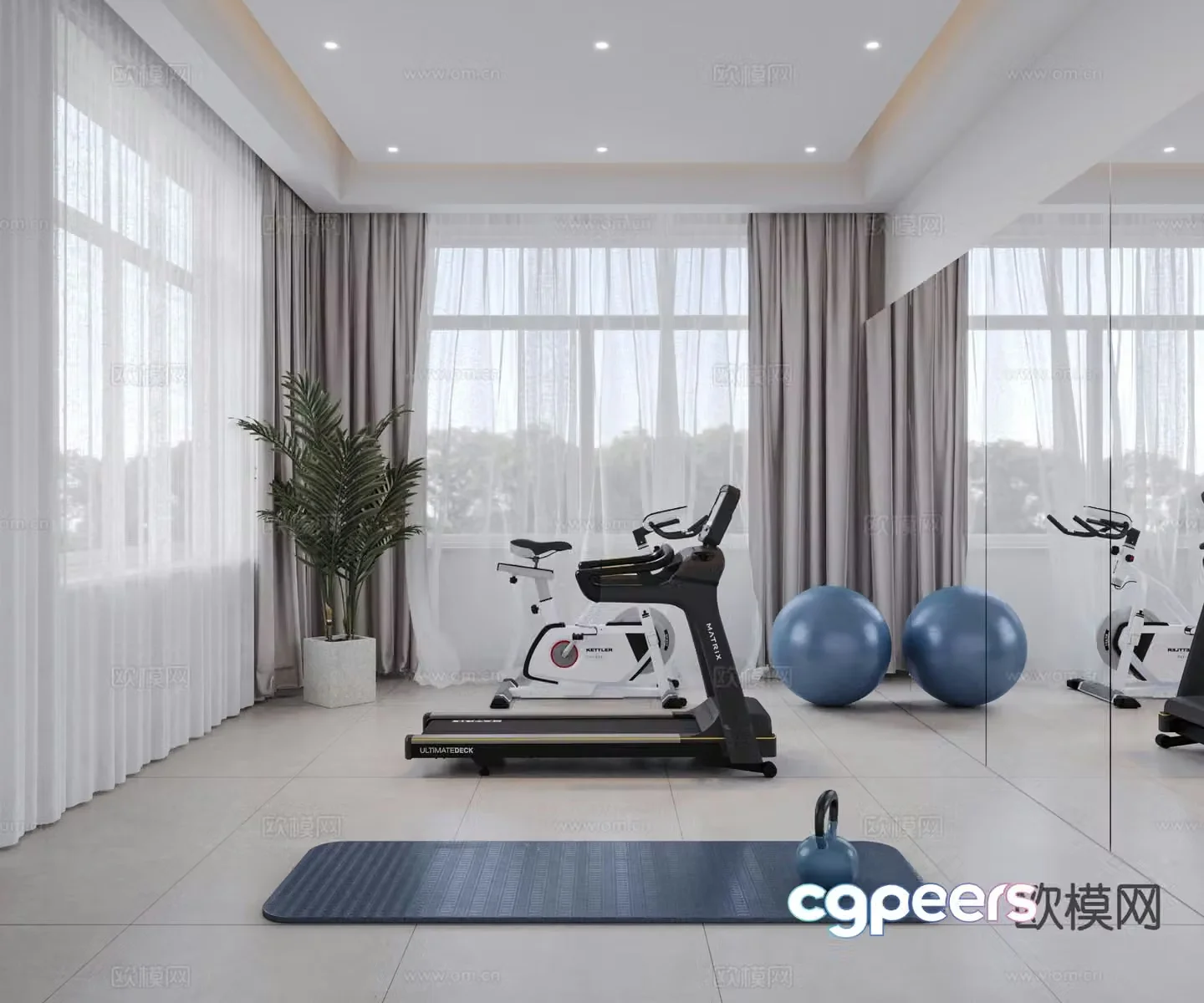Home gym leisure room 3d model
