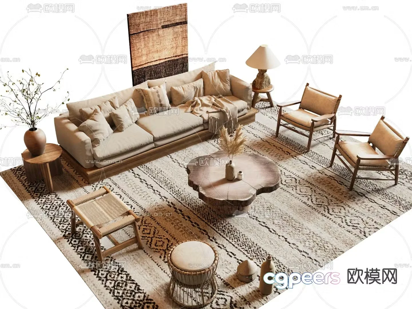 Medieval style modular sofa 3D model