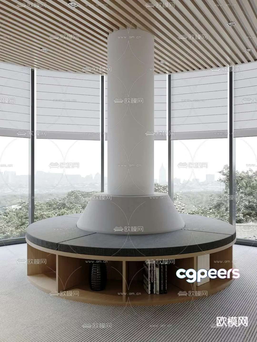 Office sofa circular rest table 3d model