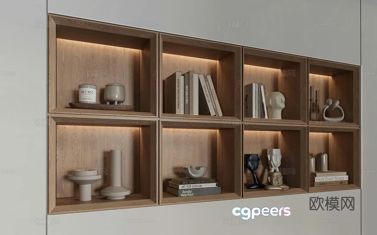Wasabi Bookcase Niche Book Sculpture Ornaments 3D Model