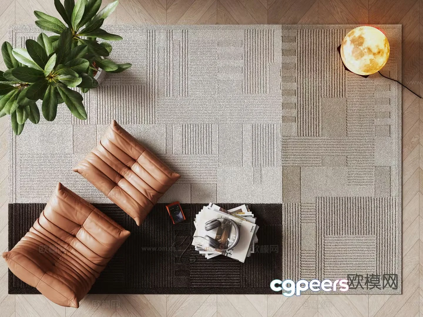 Modern square carpet 3d model