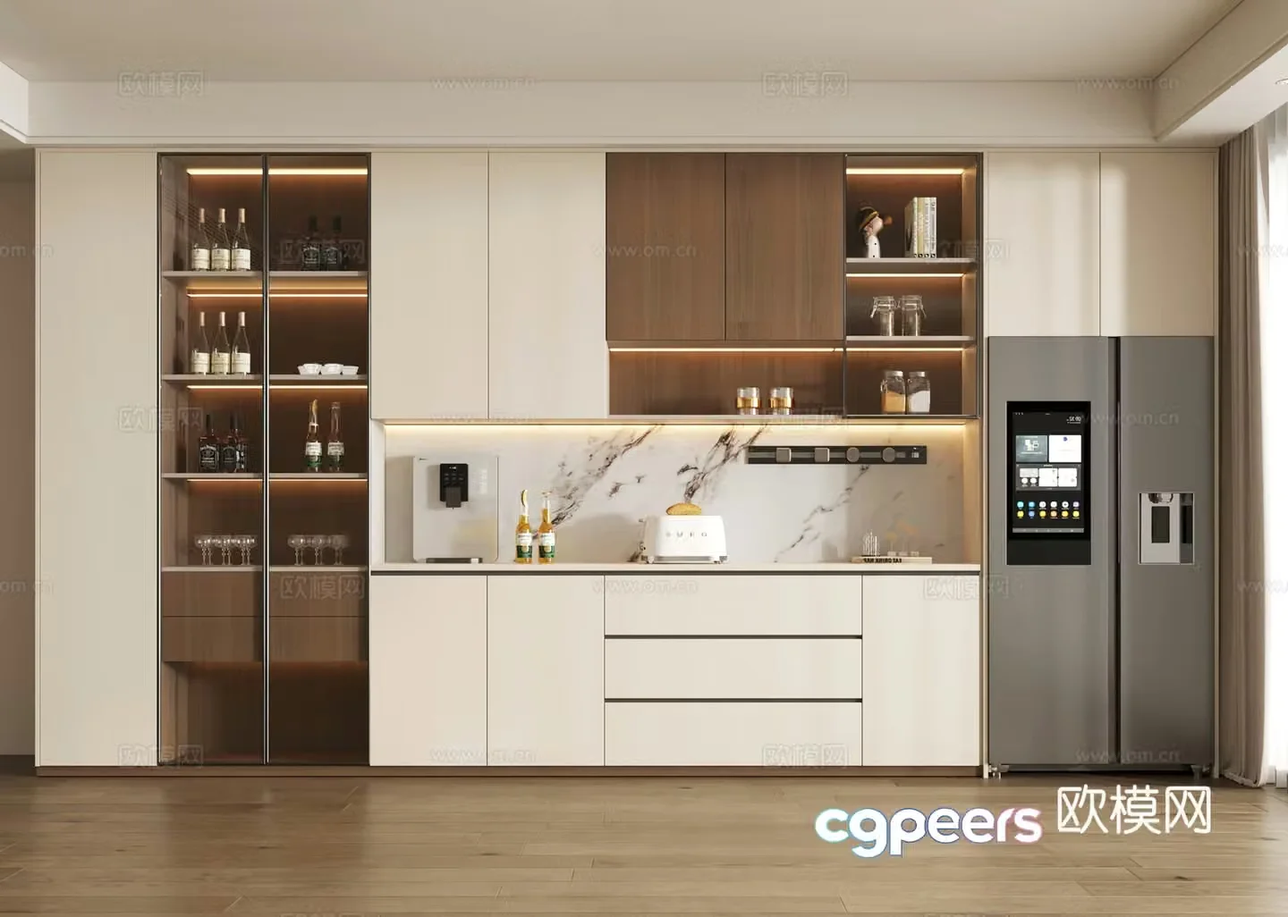 Modern sideboard wine cabinet sideboard sideboard ornaments wine cabinet refrigerator cabinet wine cabinet 3D model