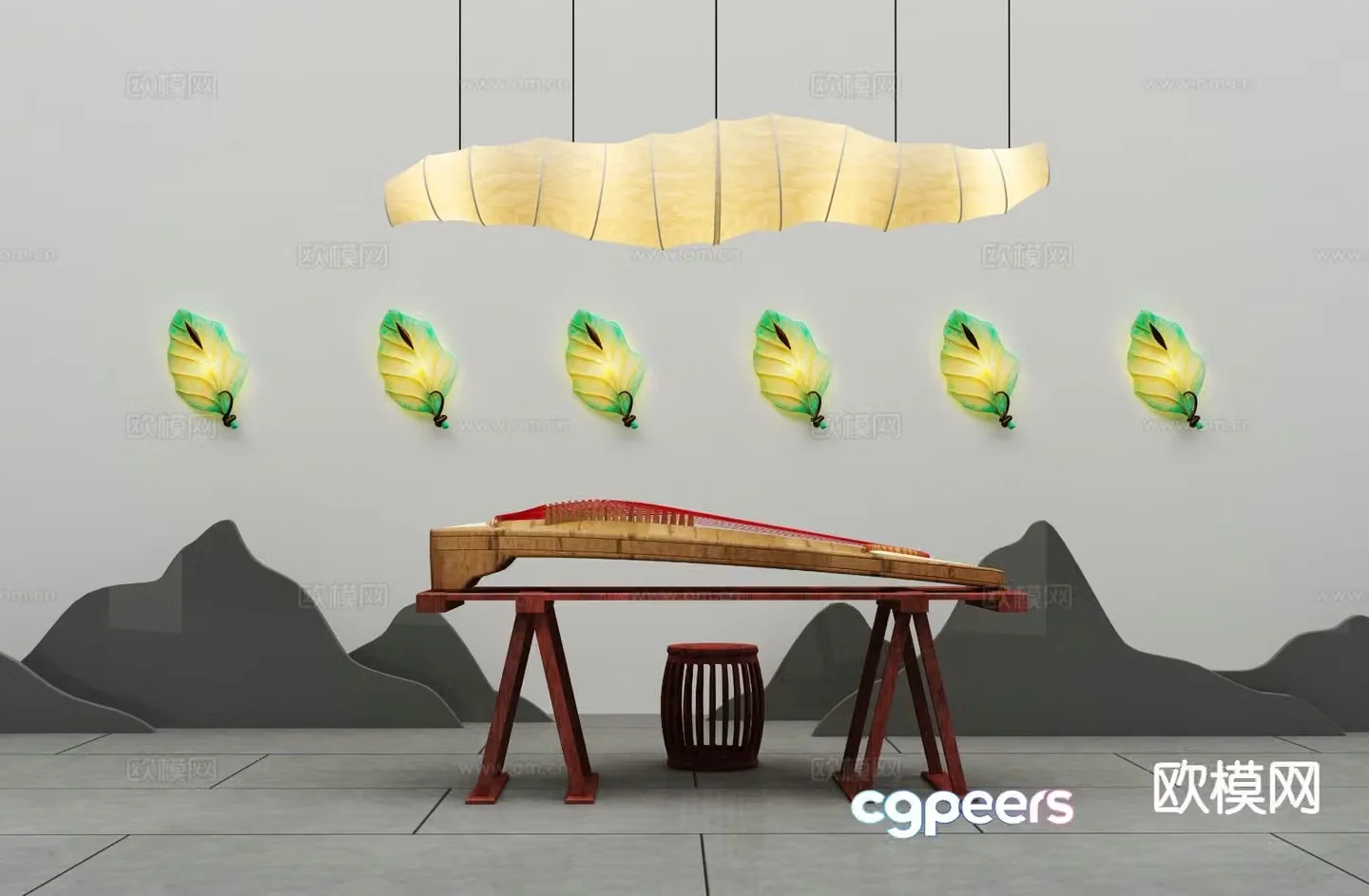 New Chinese style chandelier art chandelier 3d model
