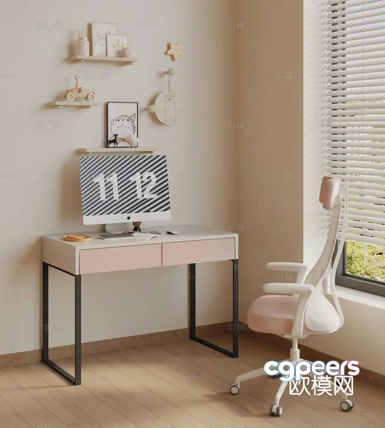 Modern children’s table and chair ergonomic chair 3d model