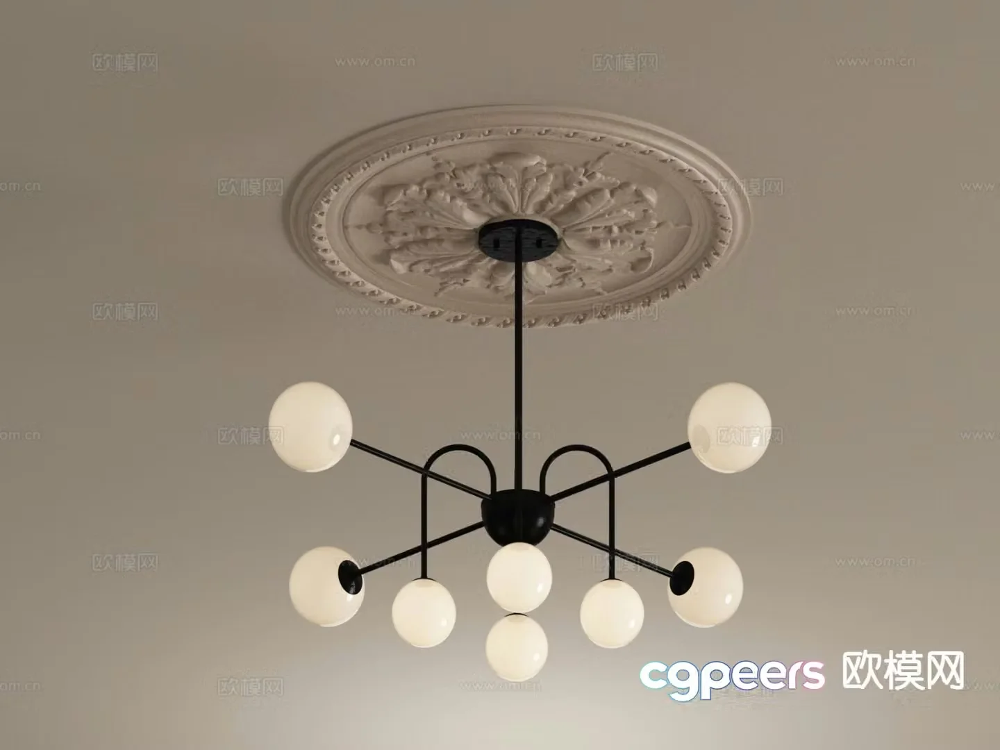 Middle-aged chandelier Multi-head chandelier 3d model