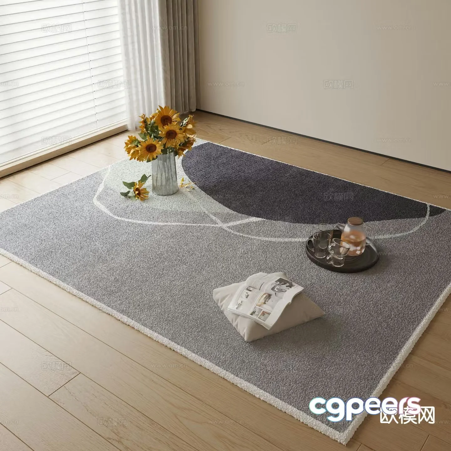 Modern carpet square rug 3d model