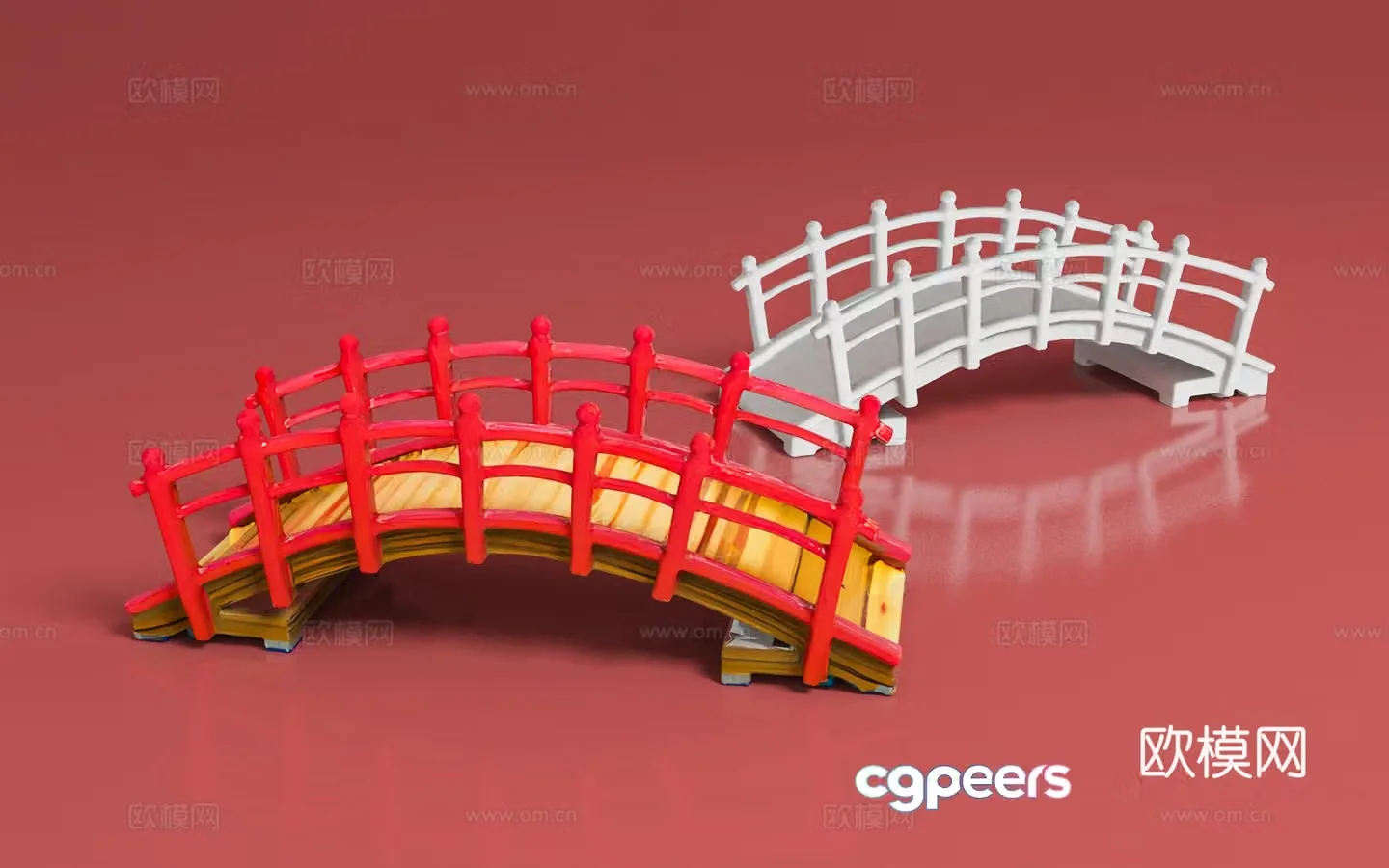 Chinese style bridge beautiful and Chen decoration check-in photography group photo ancient style photo IP field 3D model