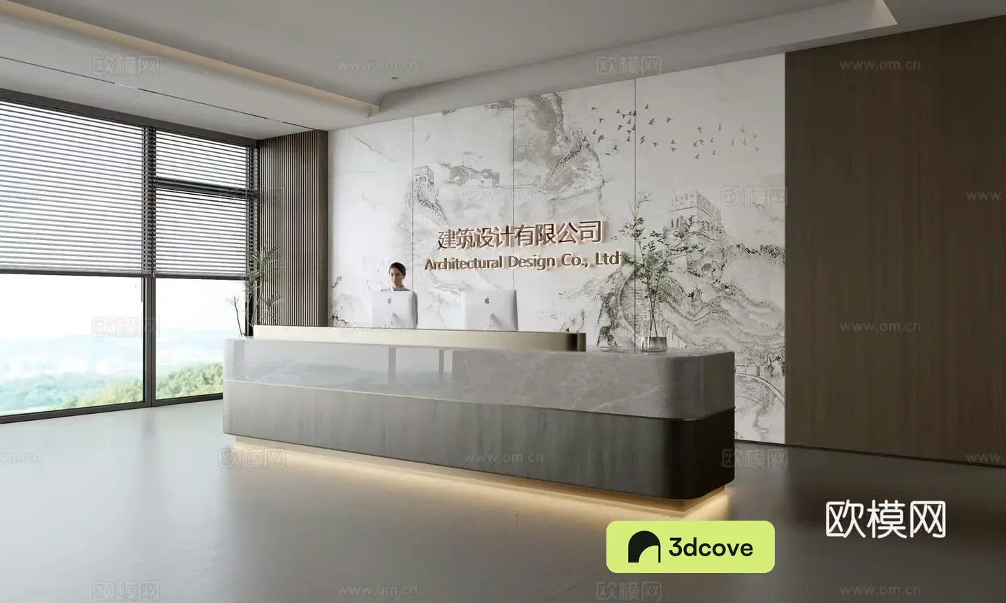 Modern company front desk reception area bar reception desk service desk company front desk background