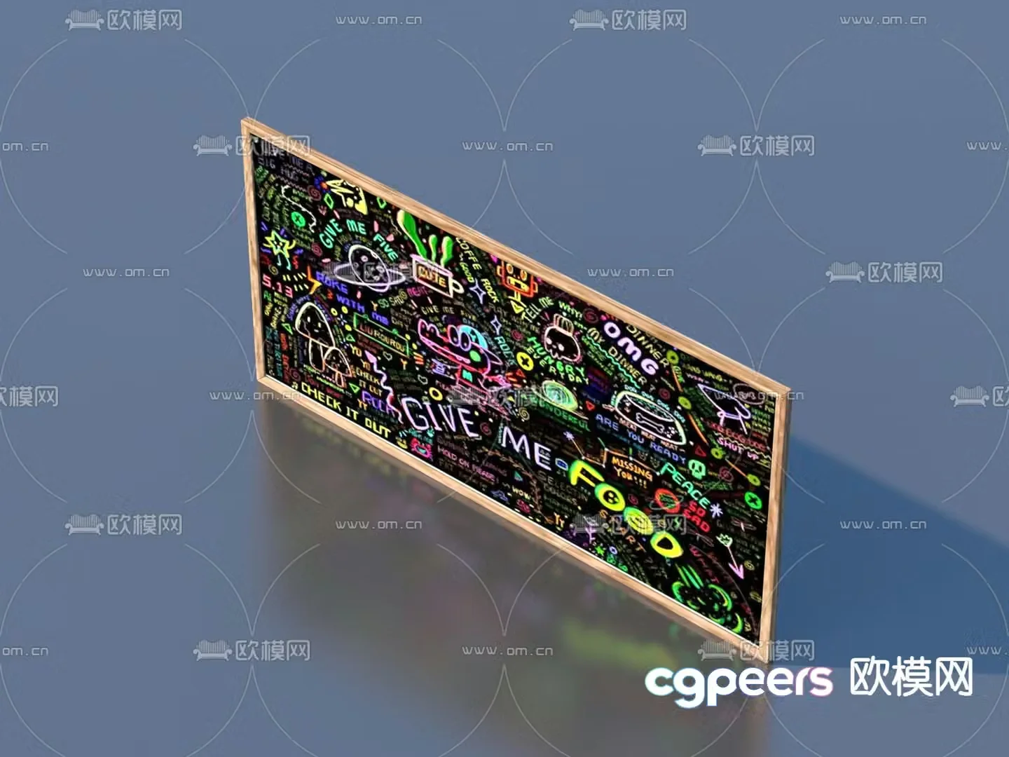 Blackboard graffiti wall billboard shop sign 3d model