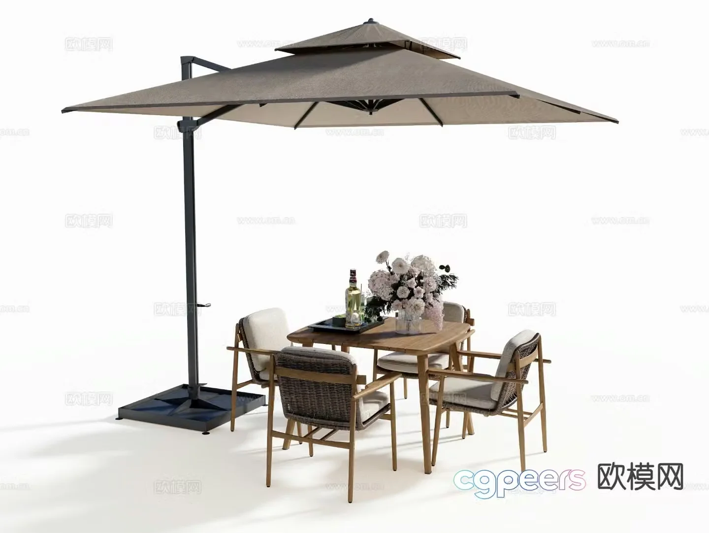 Modern outdoor tables and chairs leisure tables and chairs 3d model