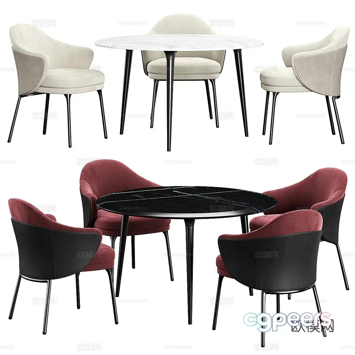 Modern Italian dining table and chair 3d model