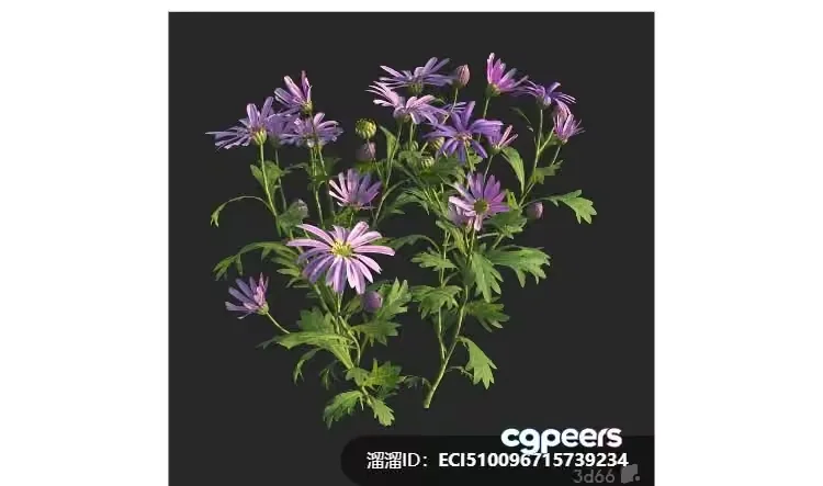 Purple Flowers 3D Model – 7475 – VRAY Render