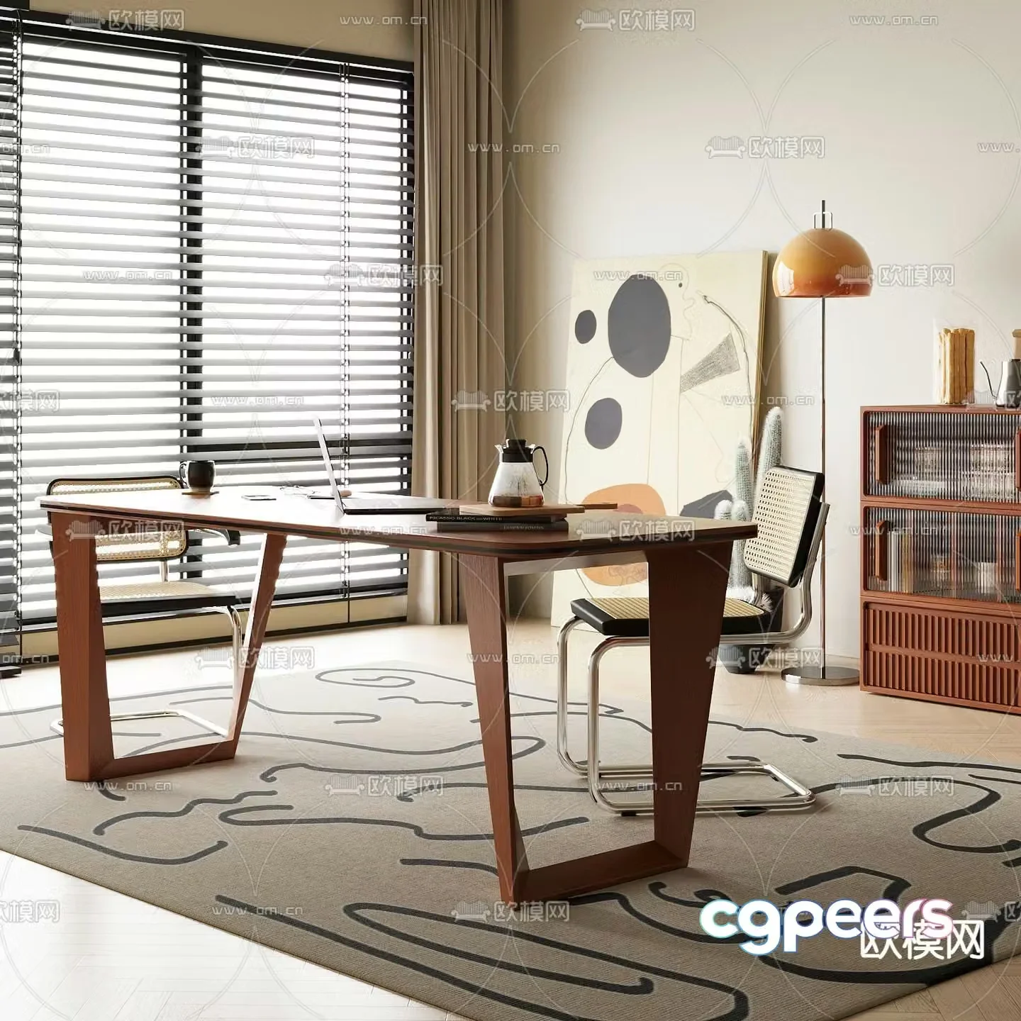 Medieval style desk computer desk 3d model