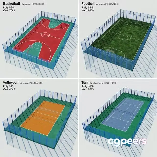 3ds Max Free – A set of sports fields – Set sport playground