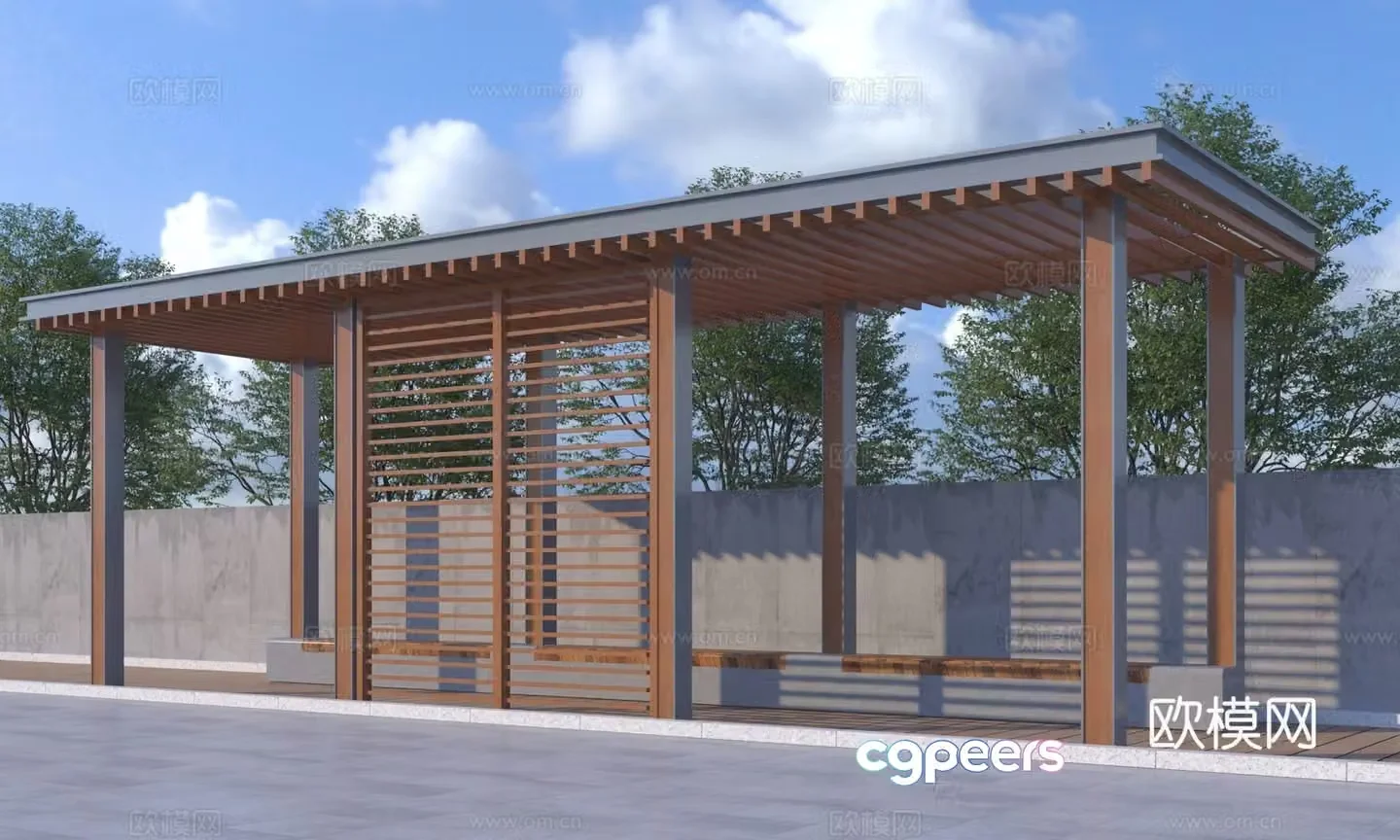 New Chinese-style landscape corridor frame 3D model