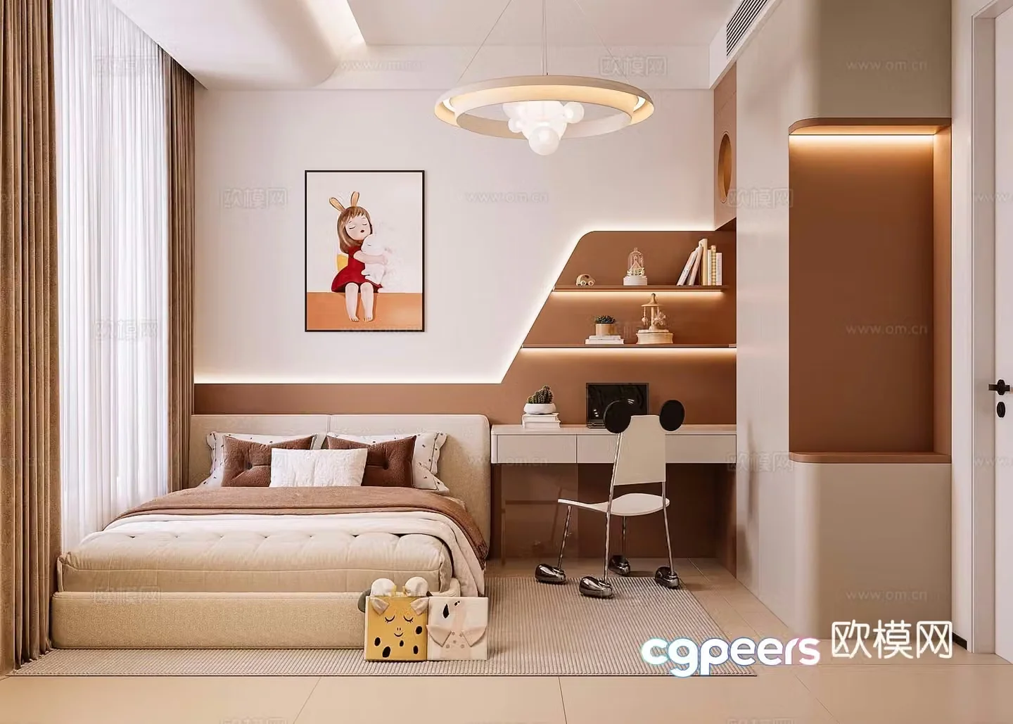 Modern girl room second bedroom daughter bedroom 3d model