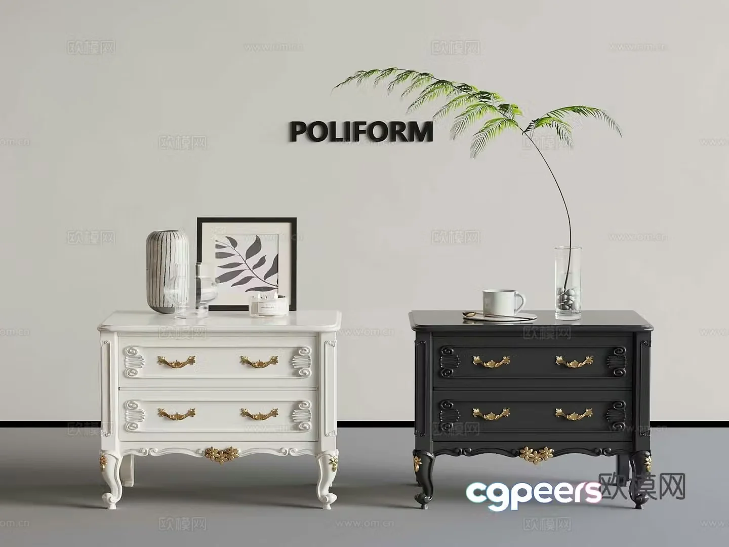 French nightstand 3D model