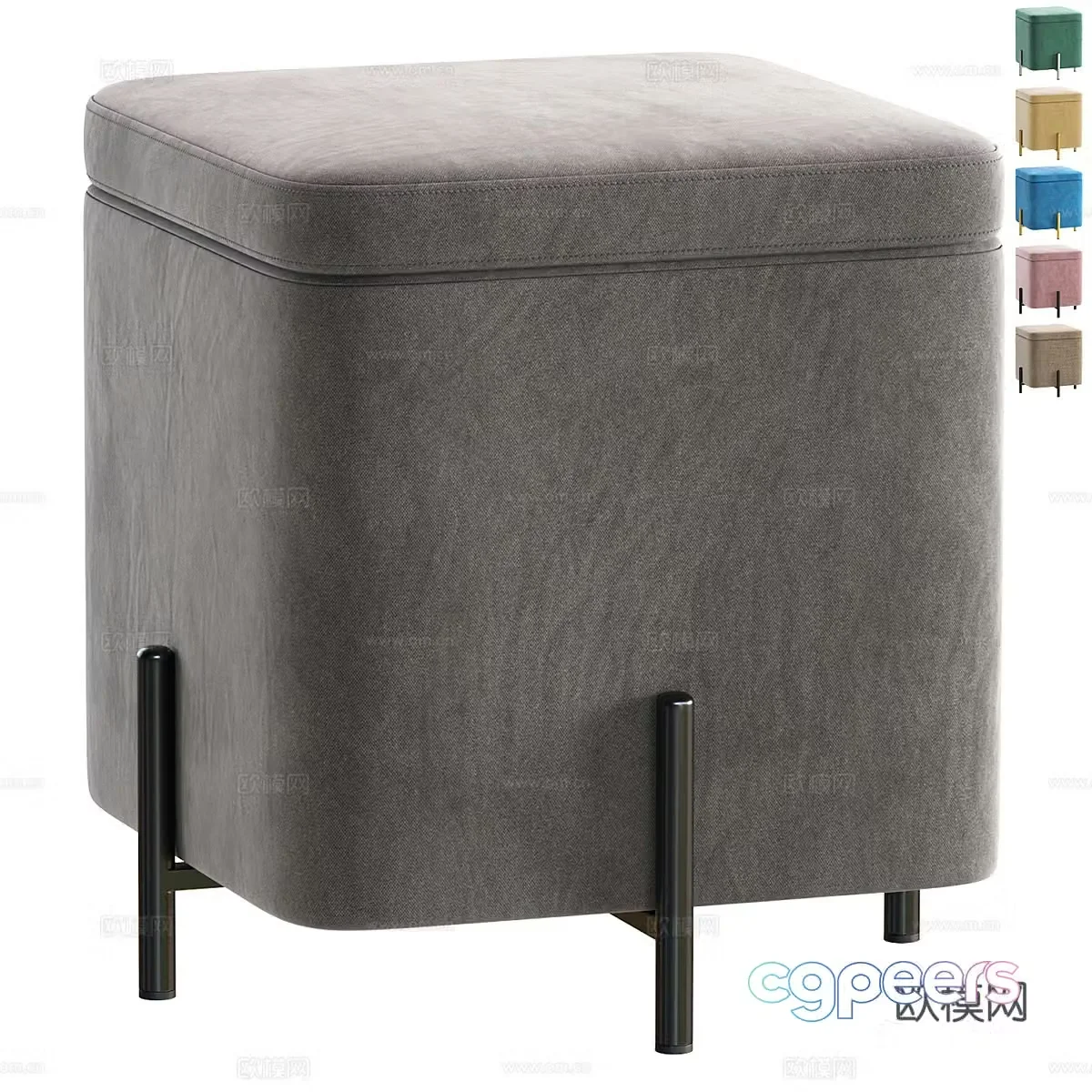 Modern fabric stool 3d model