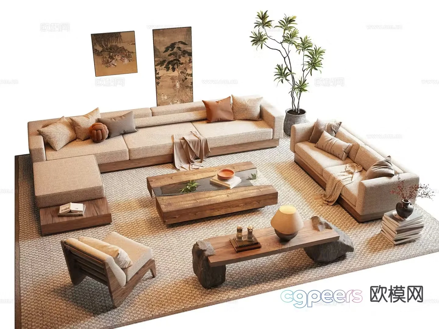 Wabi Sabi modular sofa 3d model