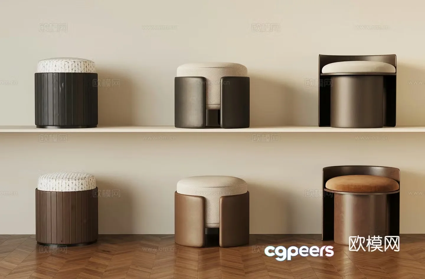 06 Other stools Modern shoe changing stool Low stool Round stool 3D model