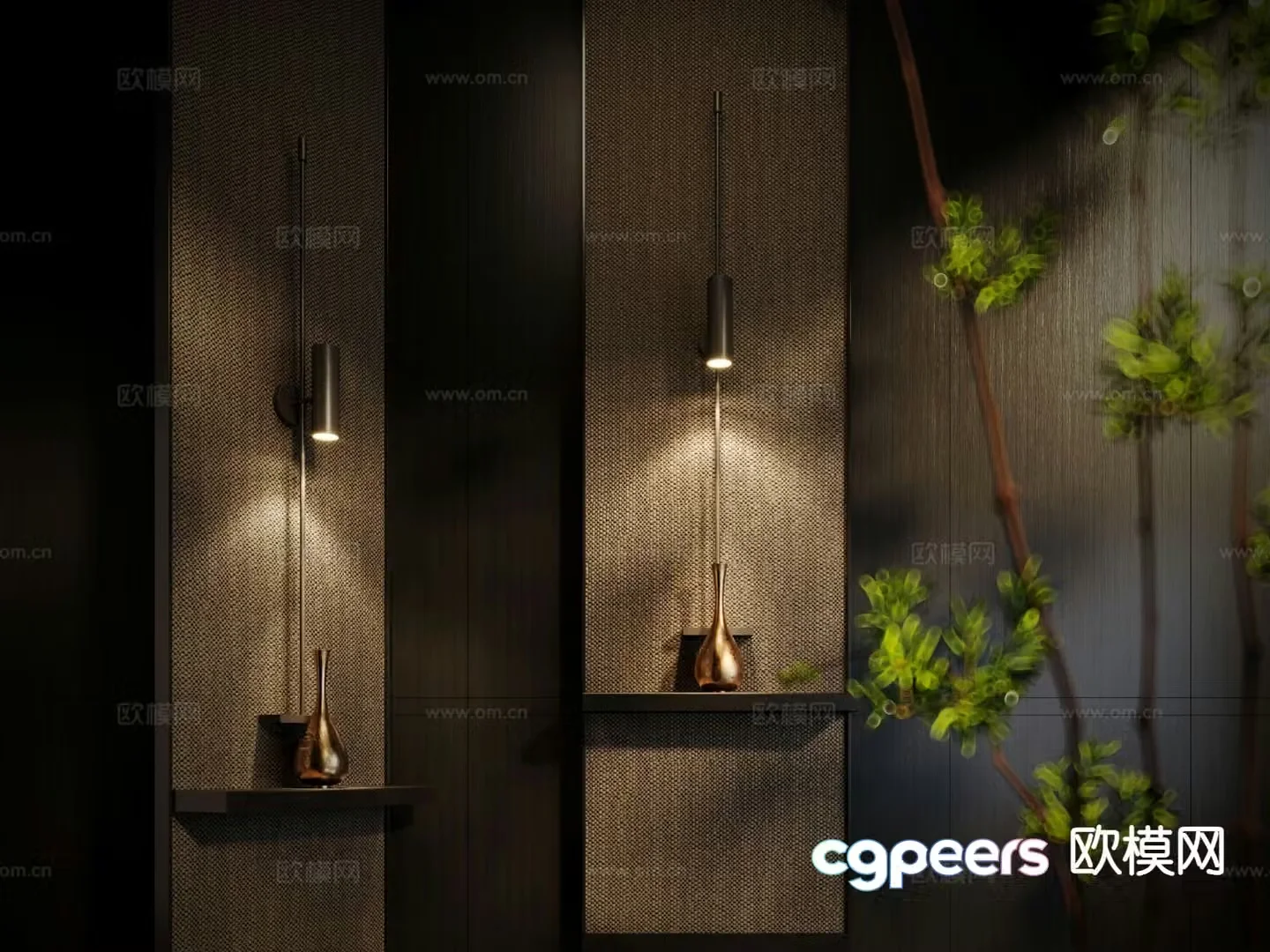 Light luxury wall lamp metal wall lamp long wall lamp 3D model