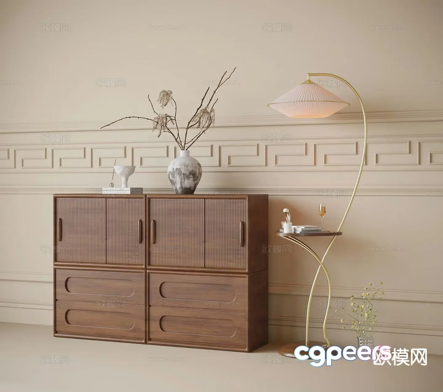 Medieval style side cabinet and entrance cabinet 3D model