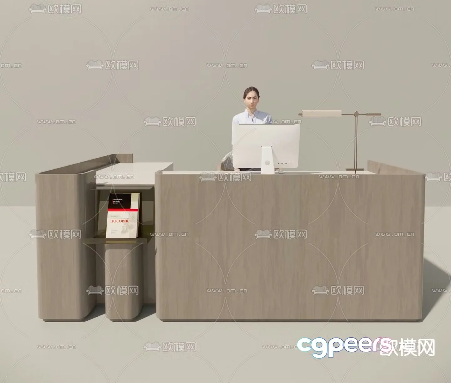 Modern front desk cashier reception desk 3d model