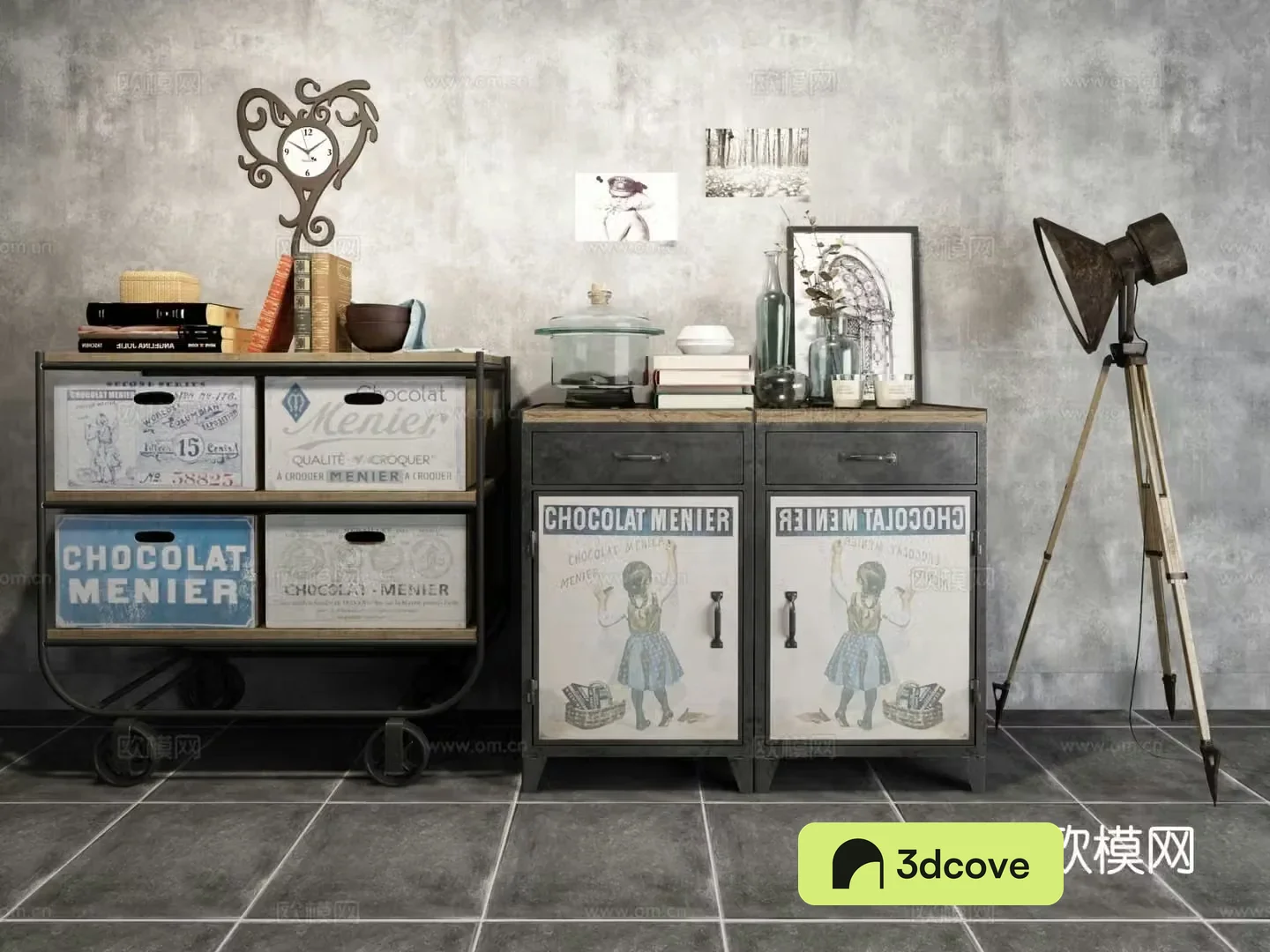 Industrial style entrance cabinet low cabinet side cabinet