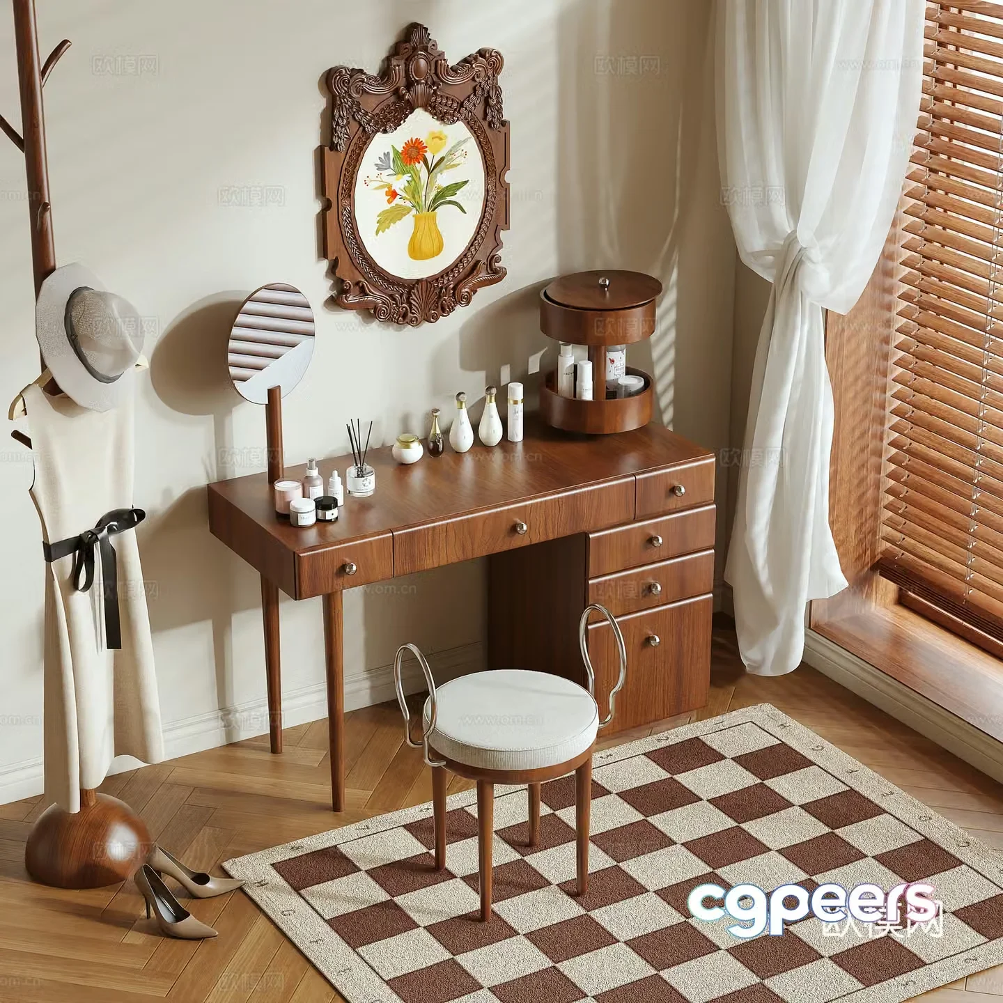 Medieval style dressing table 3d model
