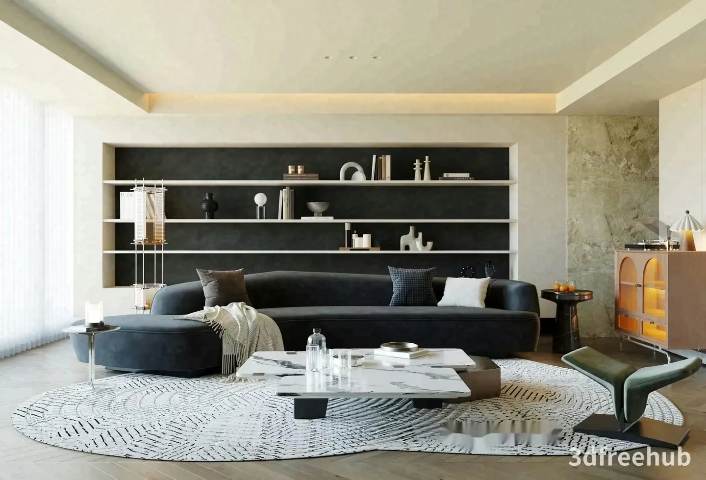 Modern Living Room 3D Model – 21532 – VRAY Render