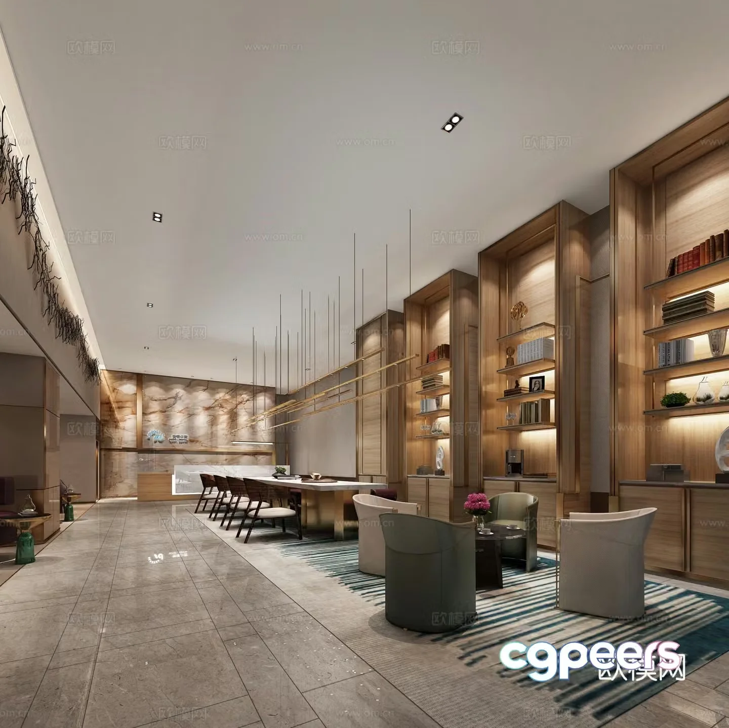 Modern living room office reception area 3d model