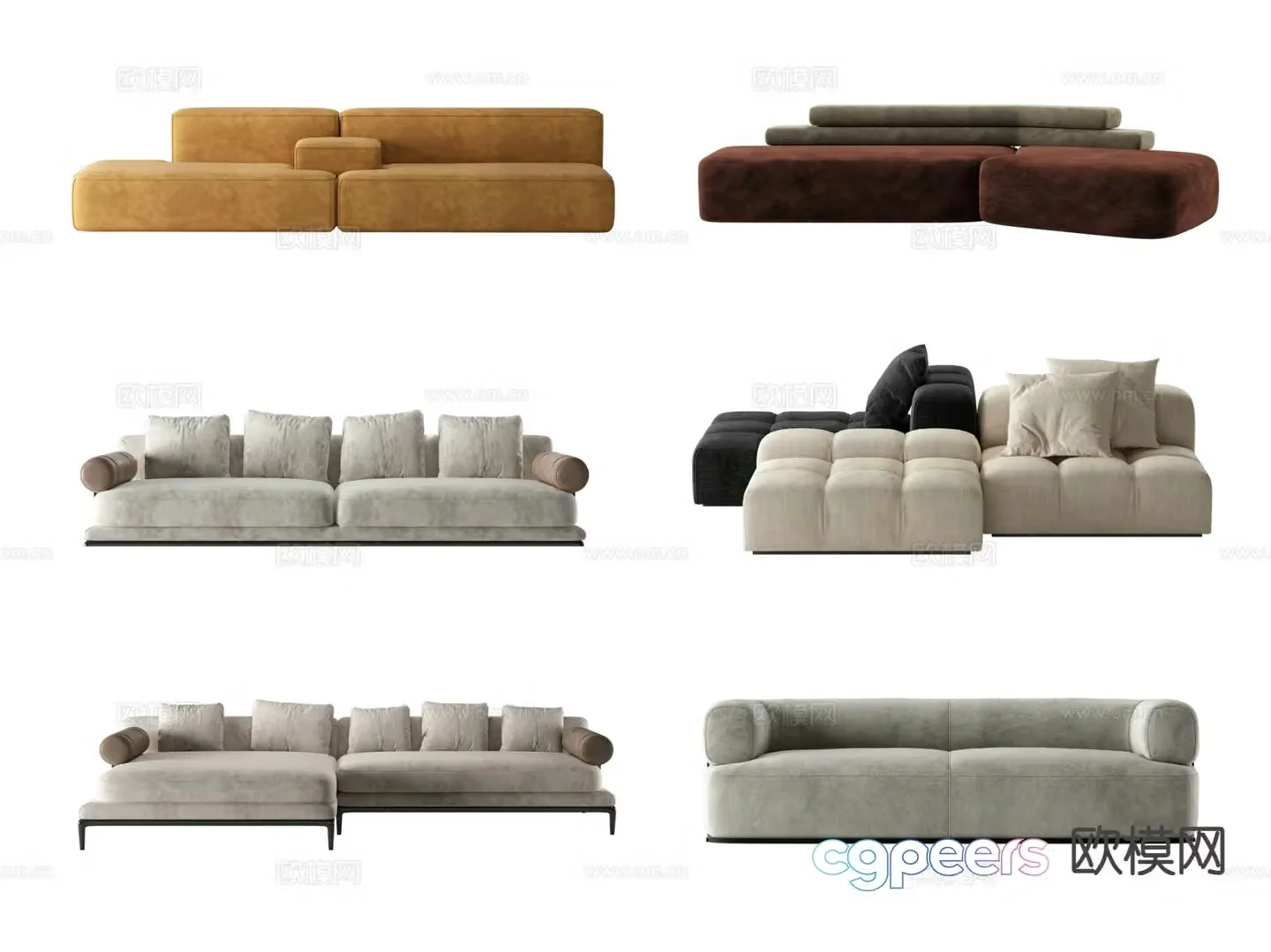Double sofa corner sofa 3d model
