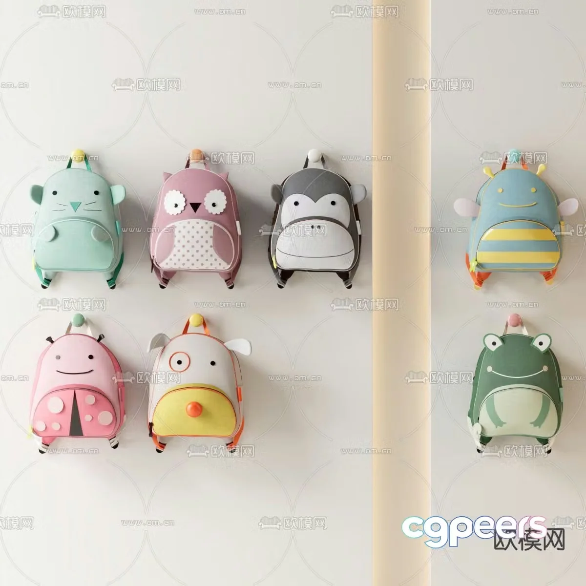 Cartoon schoolbag backpack travel bag 3d model