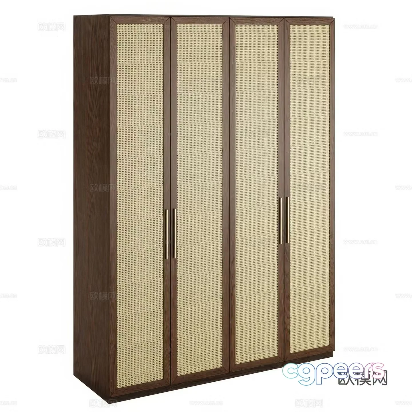 New Chinese rattan wardrobe 3D model