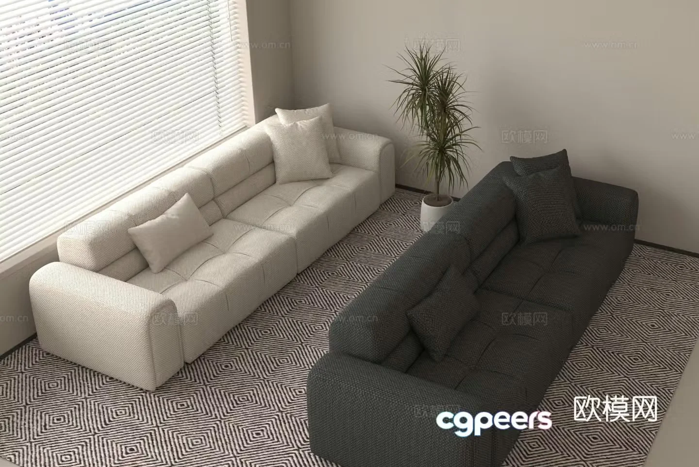 Double sofa 3d model