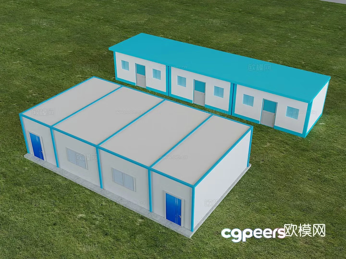 Container movable board house light steel tile iron factory construction site steel structure house 3D model