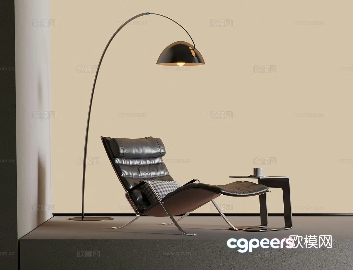 Modern leather chaise longue 3d model