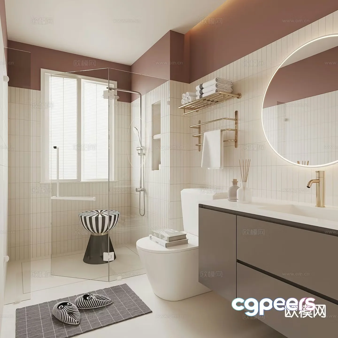 Cream style bathroom bathroom 3d model