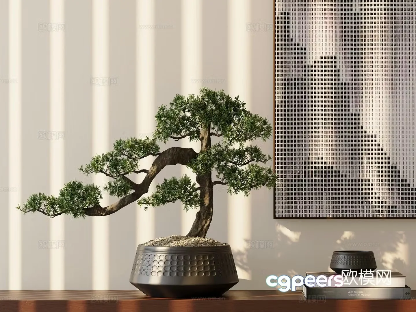 New Chinese-style pine potted plant 3D model