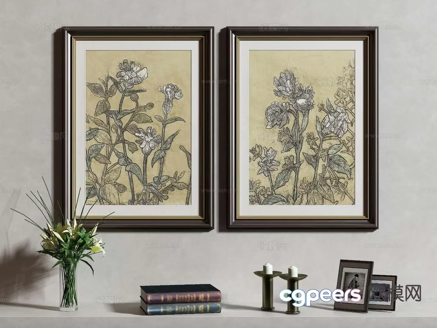 American decorative painting hanging painting flower hanging painting 3d model
