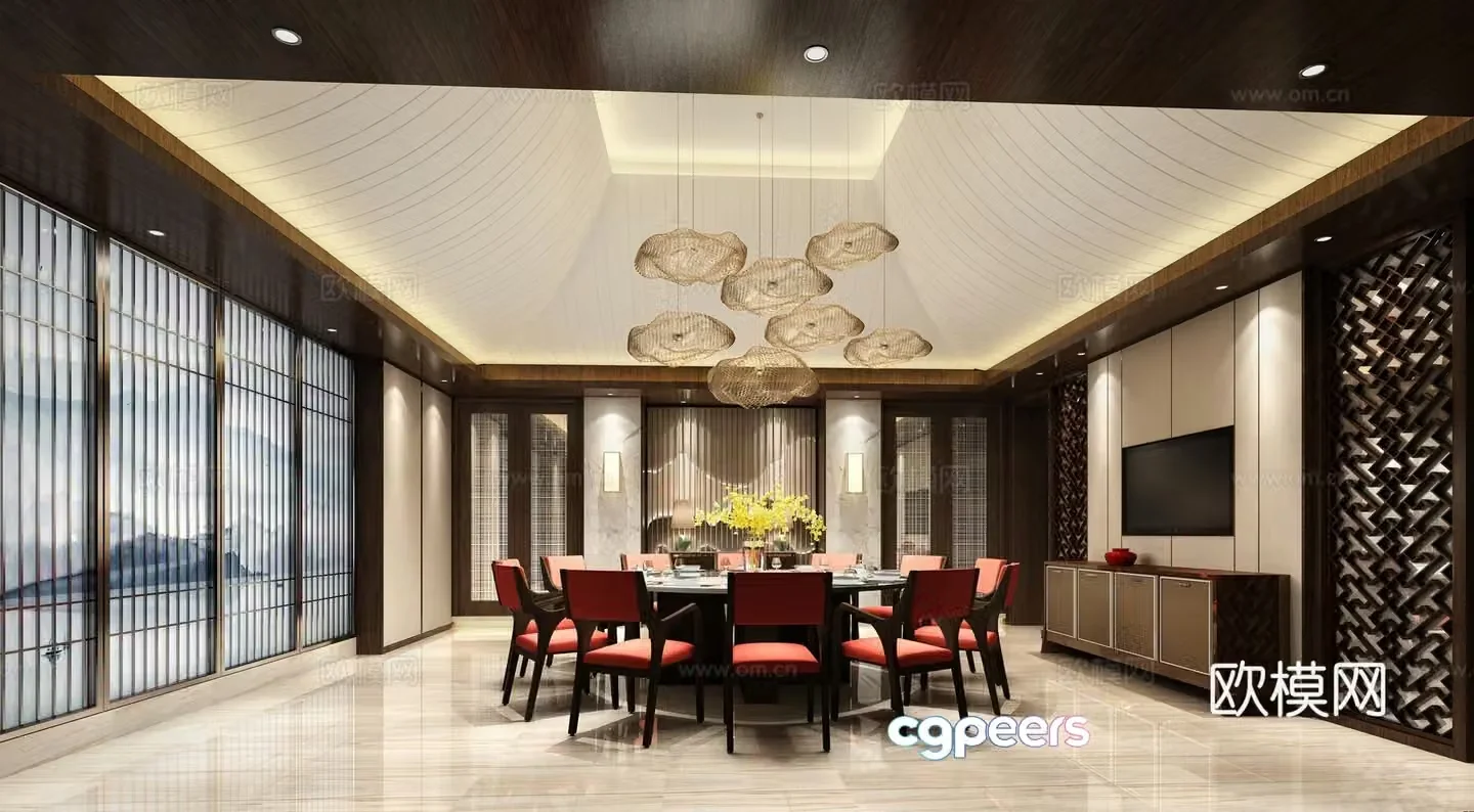 Chinese restaurant private room 3D model of restaurant private room