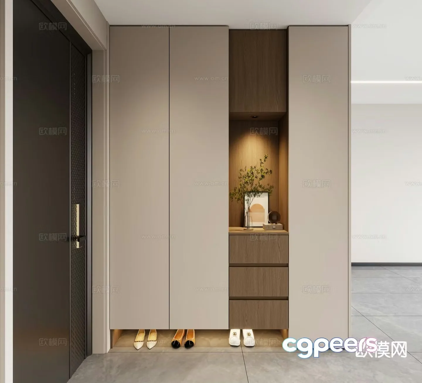 Modern entrance shoe cabinet 3d model